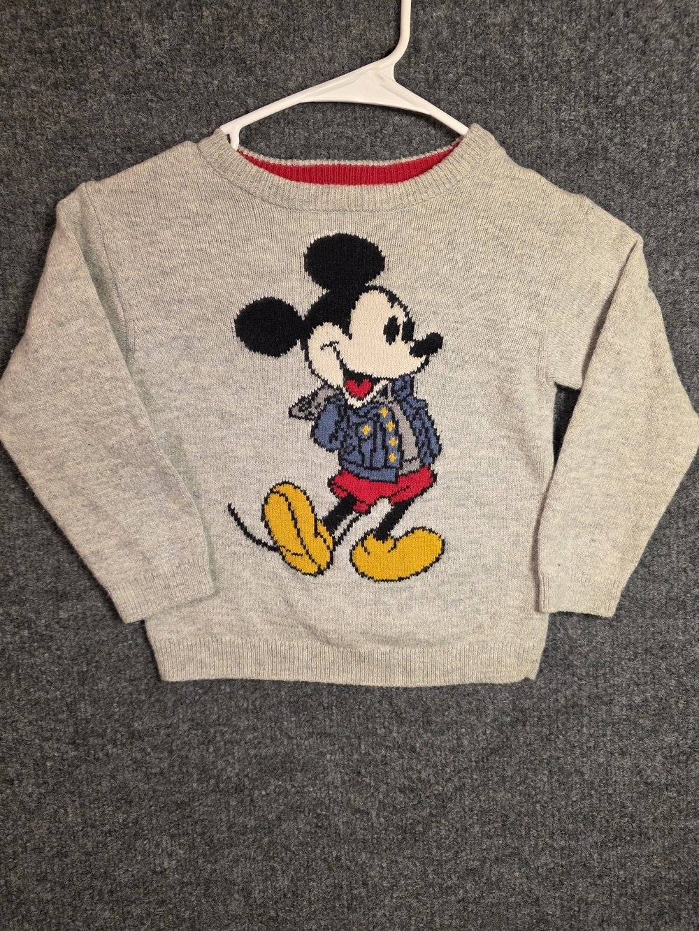 Baby Gap Disney Mickey Mouse Knit Sweater Heather Gray 3T